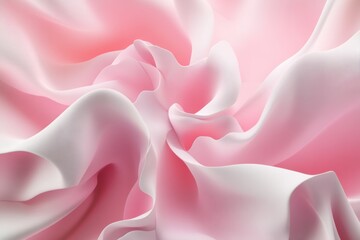Obraz premium Curves of soft pink fabric create an elegant 3D abstract mockup perfect for visual design, highlighting gentle movements and texture. Generative AI