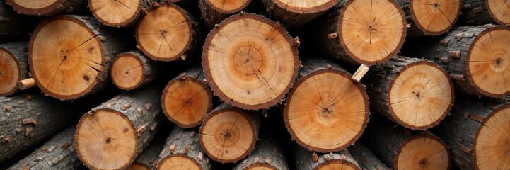 Stacked timber logs showcasing the beauty of natural wood, perfect for timber production, forestry, or sustainable resource management themes.