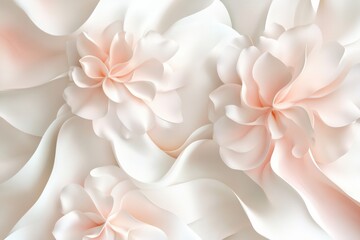Fototapeta premium Delicate floral motifs create a serene 3D abstract design, providing ample copy space for branding or artistic expressions. Generative AI