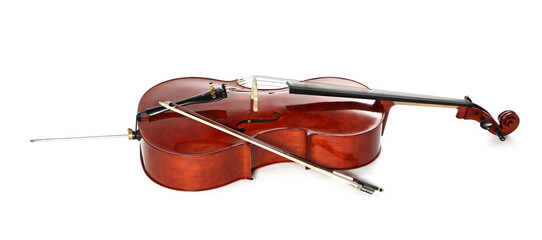 Beautiful cello isolated on white. Classic musical instrument © New Africa