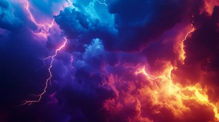 Fototapeta premium Lightning striking through the sky.