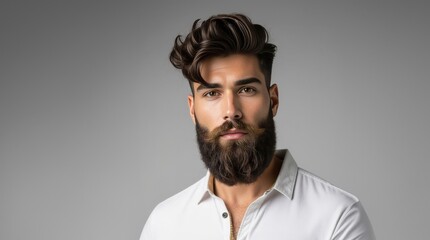 Obraz premium Beard and mustache haircut. Bearded man. Male beauty.