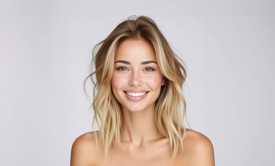 Naklejka premium Beauty blonde sensual woman portrait. Beauty portrait of a young woman.