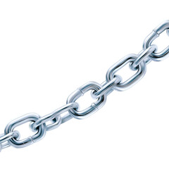 Obraz premium Metallic chain links arranged in a continuous pattern on a plain background