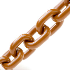 Obraz premium Brown chain links connected together in a close-up view showcasing their smooth texture and glossy finish