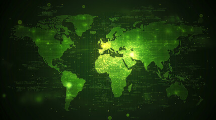 Obraz premium modern and communication concept world map with country borders and capital cities highlighted, World map with oceans and land with glowing effect, An artistic modern painting of the world map .