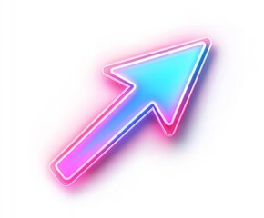 Neon arrow pointing diagonally upward, light blue and pink.