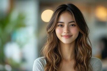 Obraz premium asian young woman and landlord shaking hands after a successful rental agreement, representing professionalism and cooperation in a bright office environment with an optimistic feel