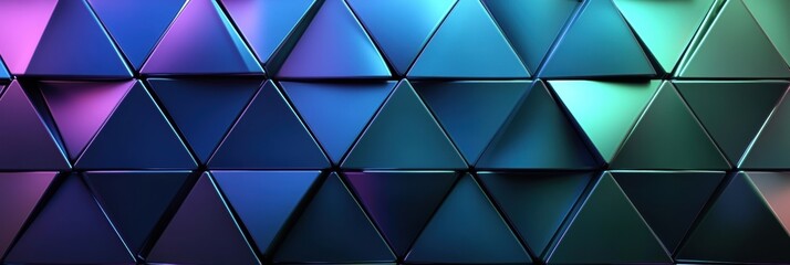 A vibrant geometric pattern showcases a series of triangular shapes arranged in a 3D layout, providing a perfect backdrop for text or graphics. Generative AI