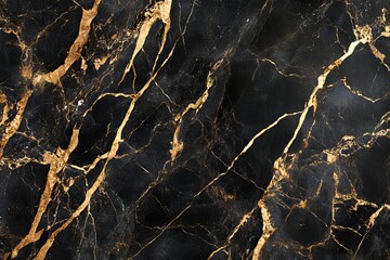 Luxurious black marble with striking gold veins provides beauty