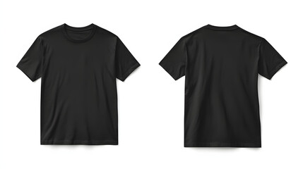 Black T-Shirt Mockup Front and Back View with Plain Design