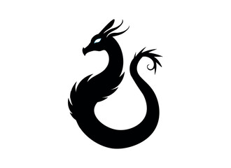 Fototapeta premium Elegant Black Dragon Silhouette - Fantasy Art Illustration