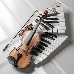 Fototapeta premium Violin, piano key, musical instrument logo Designs Inspiration Isolated on White Background