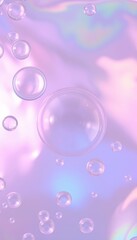 This ethereal image features a mesmerizing array of iridescent bubbles floating on a soft, pastel background. The delicate interplay of light and shadow creates a dreamy and whimsical atmosphere.