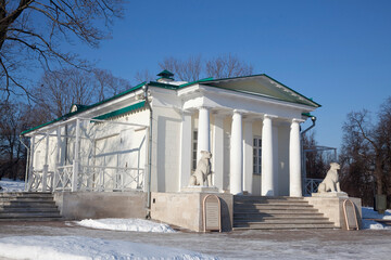 The 1825 palace pavilion in Kolomenskoye in winter. Moscow, Russia