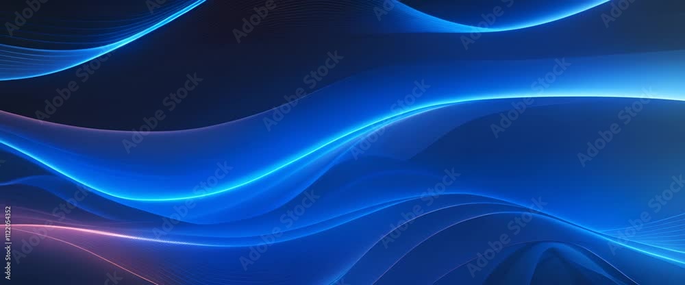 Wall mural futuristic blue wave technology animation in dark environment smooth flowing and dynamic digital wav