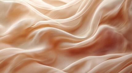 Fototapeta premium Delicate fabric in trendy mocha color flows and folds, radiating warmth and tranquility in an artistic display
