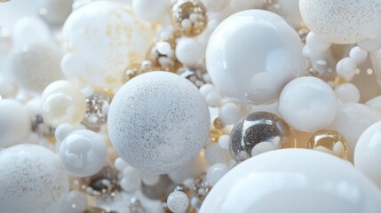 Intricate details reveal a vibrant array of spheres in varied sizes, showcasing a dynamic interplay of textures and reflective surfaces. Generative AI