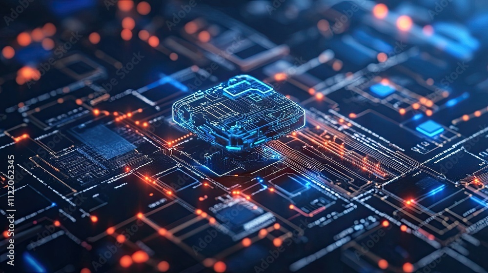 Poster artificial intelligence chat bot connected to computer processing unit