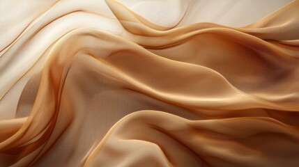 Obraz premium Soft mocha hues create an elegant dance of fabric, showcasing smooth textures and gentle curves in a contemporary, abstract style
