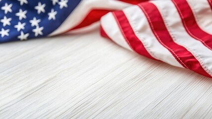 Obraz premium Close-up of American flag on wooden surface