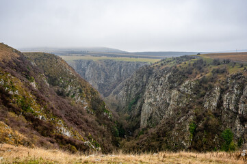 Tureni gorges revealing breathtaking landscape with rocky cliffs and sparse vegetation in cluj county, romania