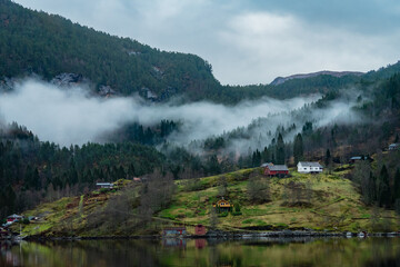 landscape with lake and mountains