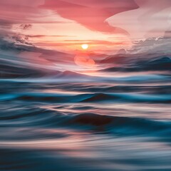 Obraz premium Abstract sinrise sky and ocean nature background with blurred panning motion.