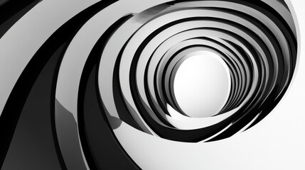 Fototapeta premium Curved black and white forms create a mesmerizing tunnel effect, offering ample copy space for creative projects and modern designs. Generative AI