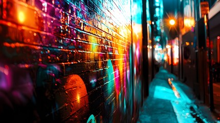 Obraz premium Vibrant Abstract Spray Paint Motifs in Fluorescent Tones