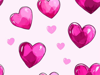 valentines day illustration with red hearts seamless repeating pattern tile