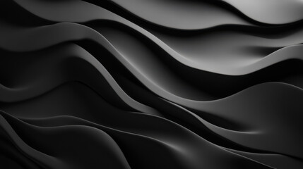 Fototapeta premium Elegant black wave patterns create a mesmerising texture, showcasing dynamic forms and subtle shadows in natural light