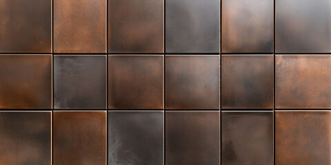 Naklejka premium Decorative bronze tiles arranged in a geometric pattern showcasing rich textures and colors