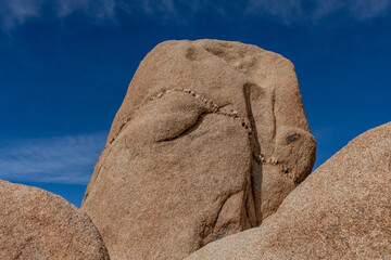 Dike or dyke. Weathered Granitic Rocks. White Tank Quartz Monzonite. White Tank Campground，Joshua Tree National Park, California geology. Mojave Desert