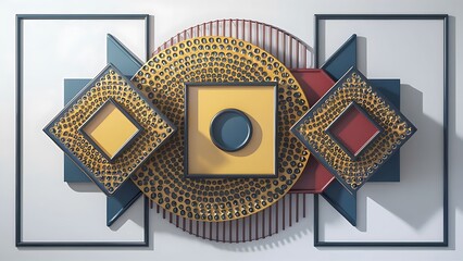 Set of three wall decoration with geometric shapes and dots . Vector illustration