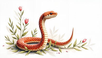 Obraz premium Art Nouveau Snake with Smooth Gradients and Graceful Details