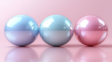 Pastel Pink and Blue 3D Forms with Soft Lighting for Beauty, Abstract Shapes, Modern Design