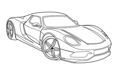Naklejka premium Outline car vector drawing concept design.Vehicle outline sketch illustration isolated on white background.car line art for coloring book.Car icon set.Transport symbol.Vector illustration.