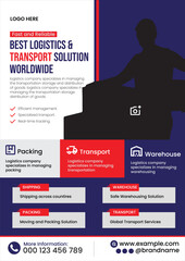 Logistic and transport flyer, warehousing services poster, delivery services 