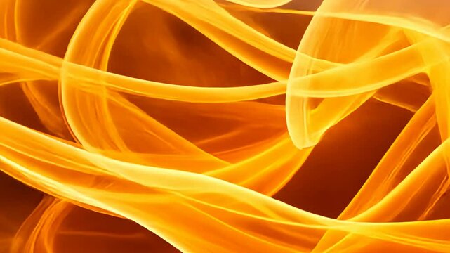Abstract flowing ribbons of orange and yellow