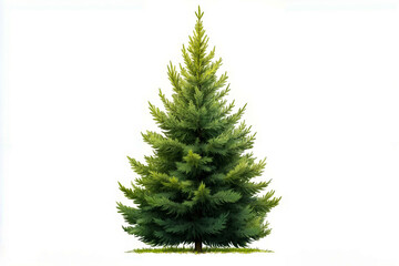 Fototapeta premium A small green christmas tree on a white background