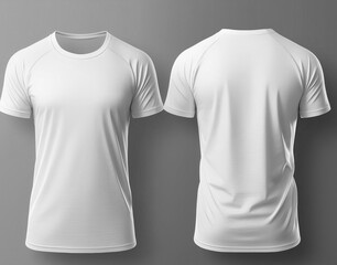 Back and front of a white T-shirt on a light gray background 