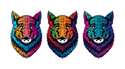 Head of a wild boar. Original vector illustration in vintage style. T-shirt design.