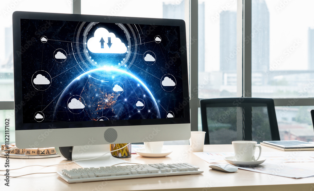Poster cloud computing software for modish remote work and personal data storage