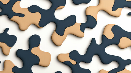 Abstract design featuring irregular organic shapes in blue and beige tones, creating a modern and visually appealing pattern.