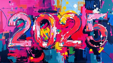 Obraz premium Vibrant 2025: Abstract New Year's artwork