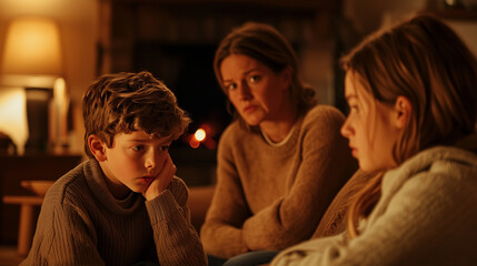 Tense Family Argument in Cozy Living Room