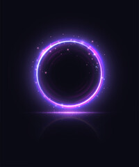 Obraz premium Technological Light Portal. Light Rotation with Sparkles and Glares for Game Interface Design. Vector