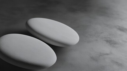Minimalistic white stones on a dark surface.