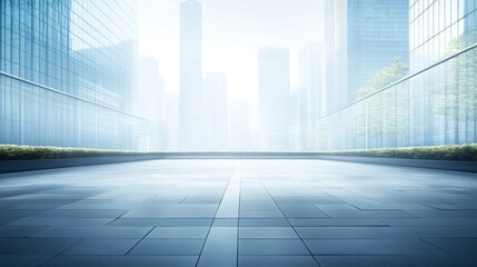 Fototapeta premium Modern city skyline with glass buildings.